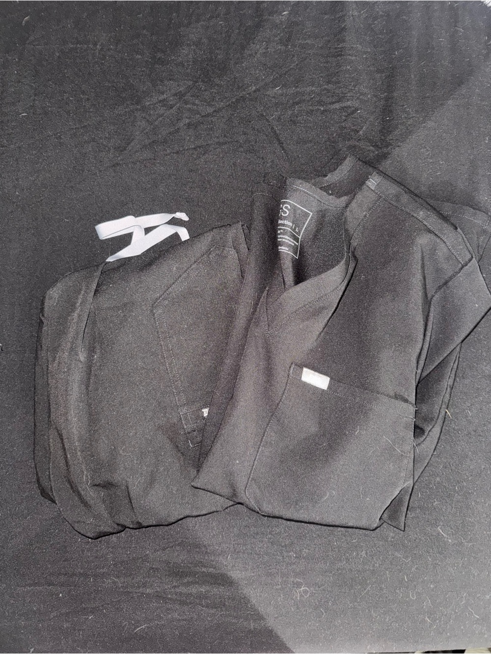 Black Medical Scrub Top and Pants Set